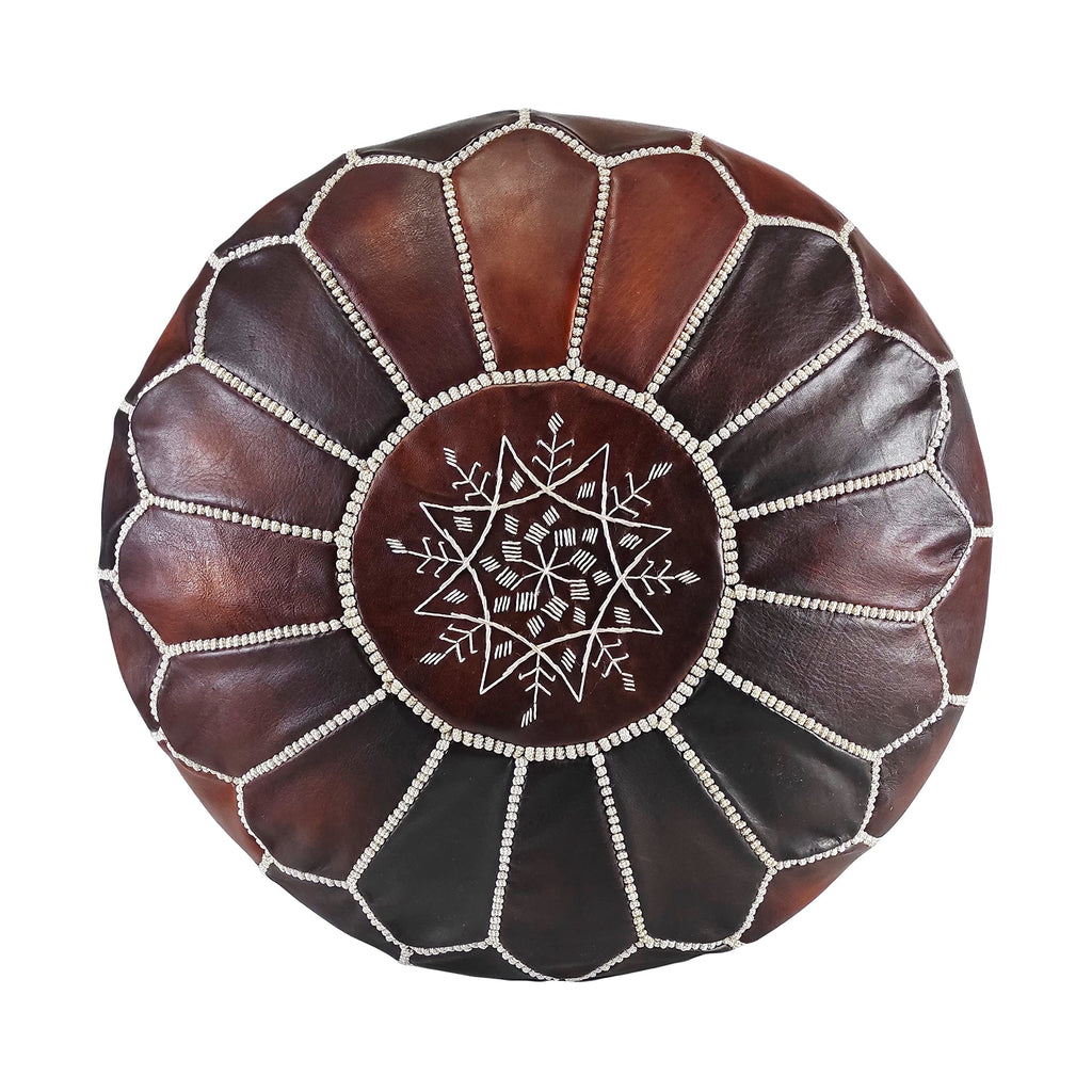 Fezcrafts Genuine Leather Moroccan Ottoman unstuffed Moroccan Pouf Footresf Livin Room Cocktail Seats Goatskin Tribal Bohemian Home Decor (Black)