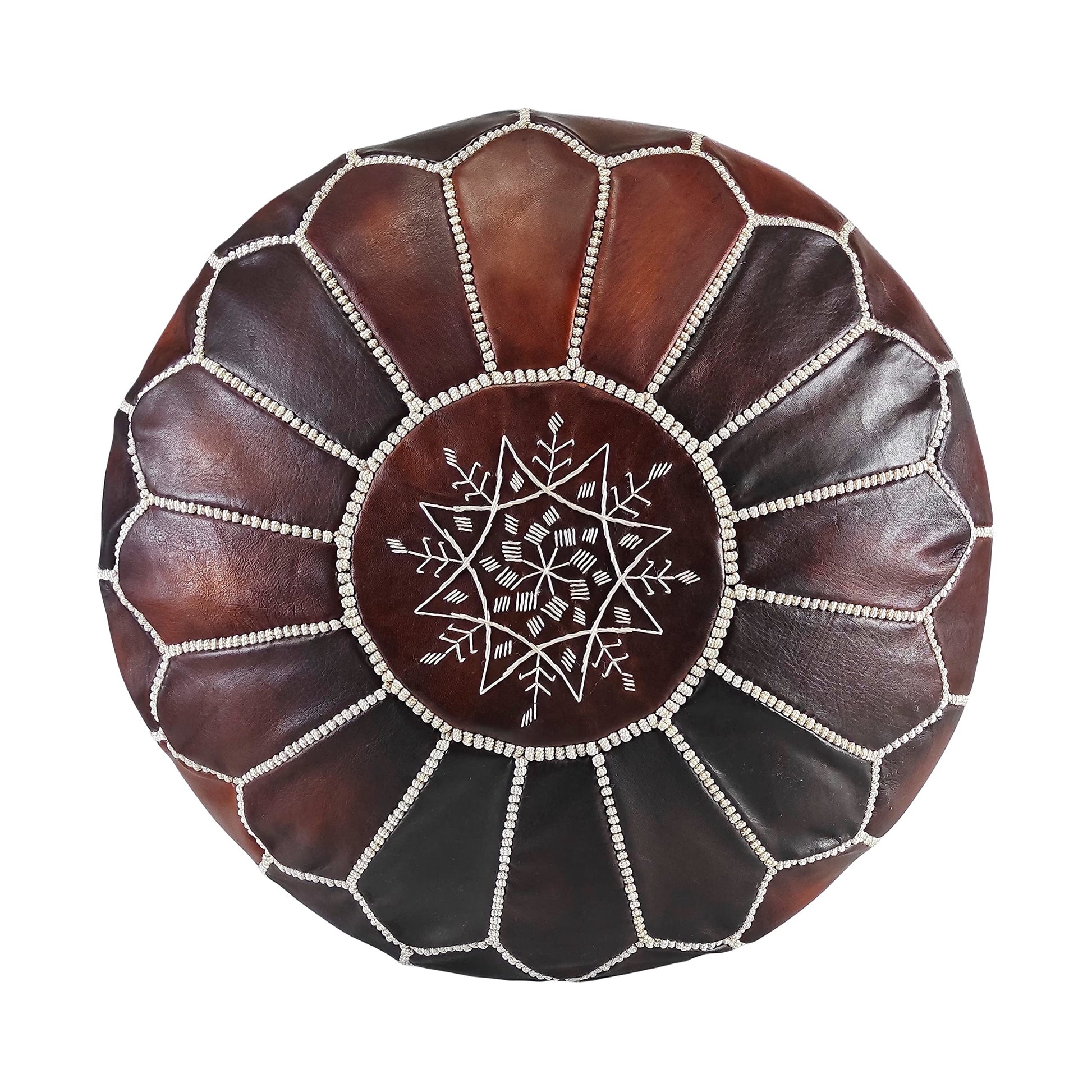 Fezcrafts Genuine Leather Moroccan Ottoman unstuffed Moroccan Pouf Footresf Livin Room Cocktail Seats Goatskin Tribal Bohemian Home Decor (Black)