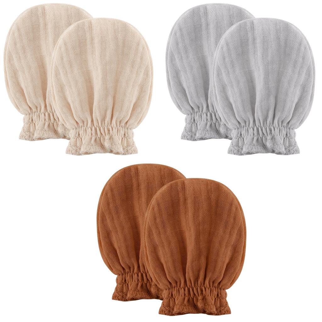 Pro Goleem Muslin Baby Mittens for Newborn, 100% Cotton No Scratch Soft Breathable Gloves for Boys and Girls 0-6 months