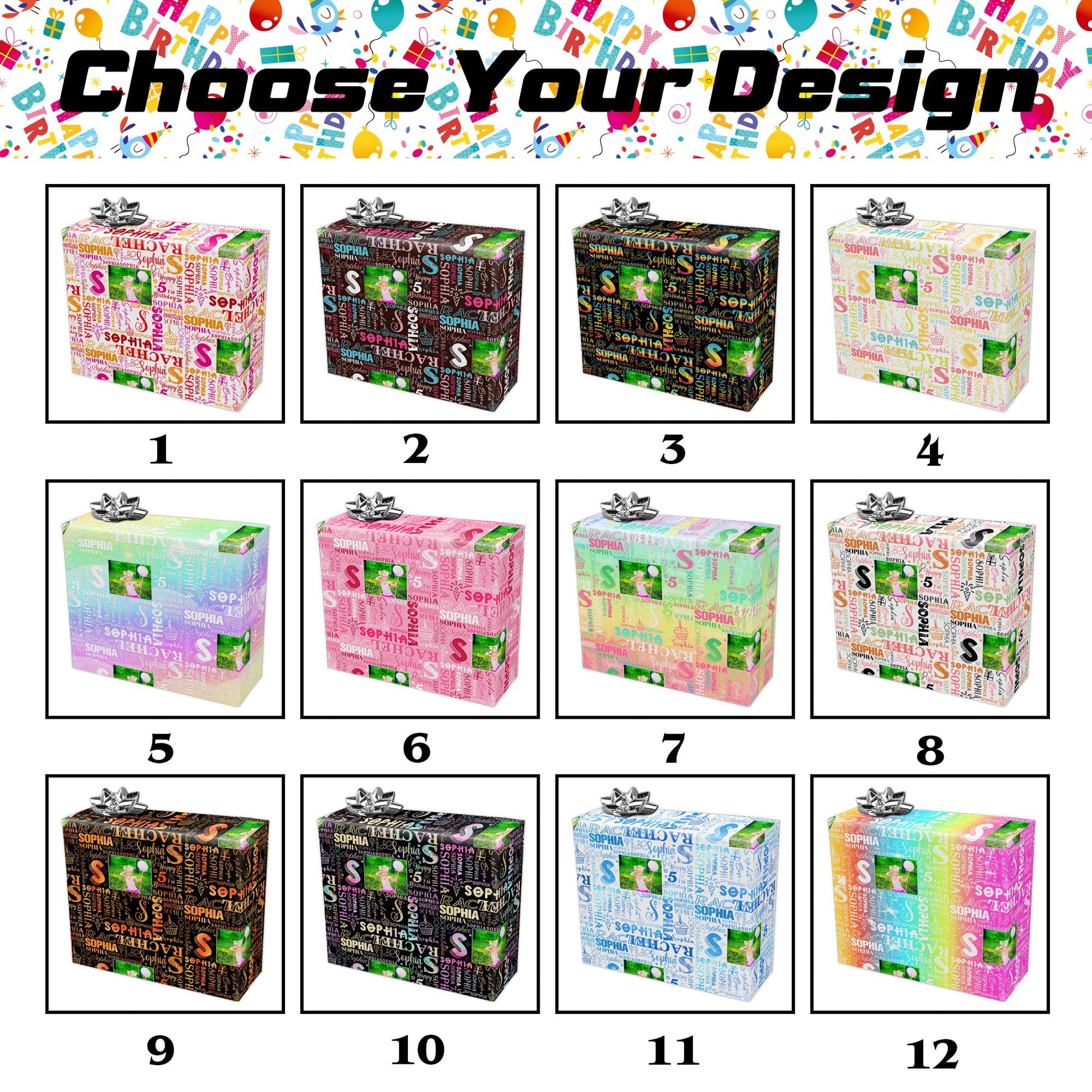 InterestPrint Custom Photo Wrapping Paper Merry Christmas with Christmas hat Wrapping Paper Custom Name Gift Wrap Roll Perfect for Birthdays 58"x 23"