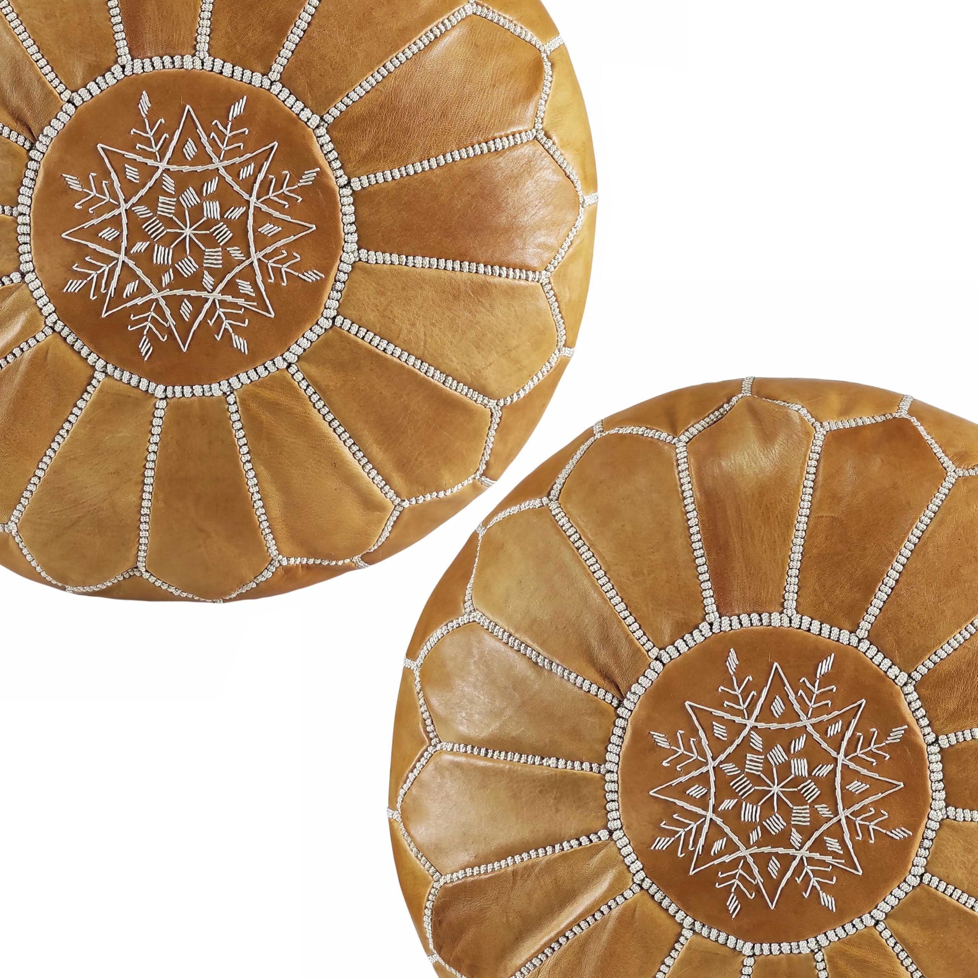 Fezcrafts Genuine Leather Moroccan Ottoman unstuffed Moroccan Pouf Footresf Livin Room Cocktail Seats Goatskin Tribal Bohemian Home Decor (Black)