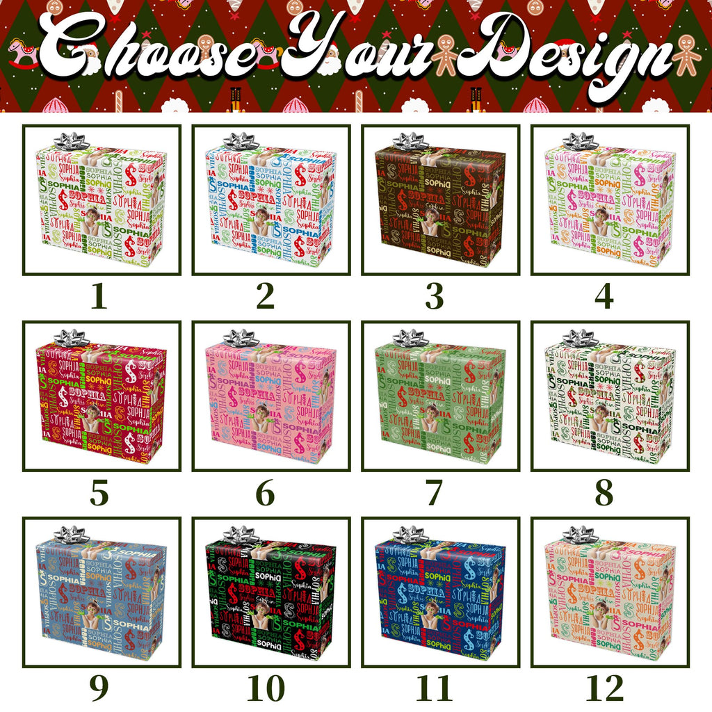 InterestPrint Custom Photo Wrapping Paper Merry Christmas with Christmas hat Wrapping Paper Custom Name Gift Wrap Roll Perfect for Birthdays 58"x 23"