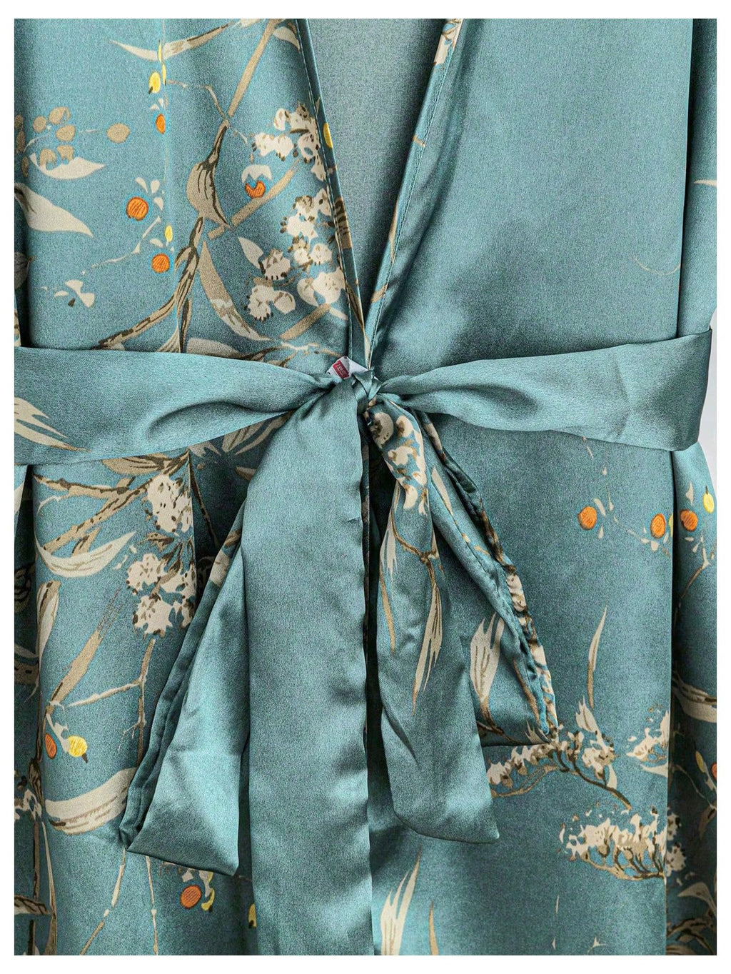 GORGLITTER Women's 5 Piece Floral Print Satin Pajama Set Nightgown Robe Cami Shorts Sleepwear with Storage Bag