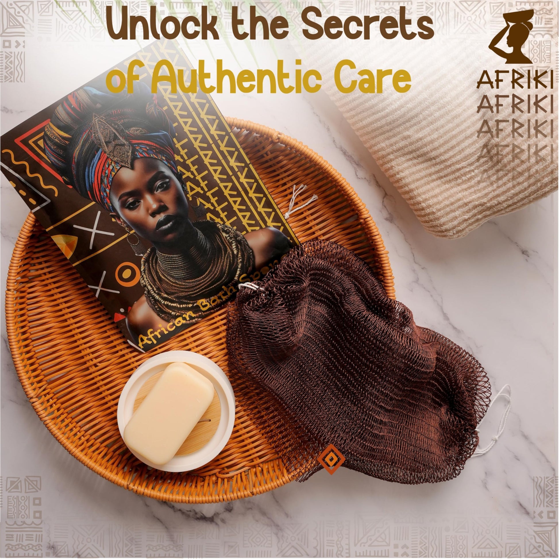 AFRIKI African Net Sponge – Exfoliating Body Scrubber, Black Owned & Rooted in Africa, All Skin Types | 45 in Long