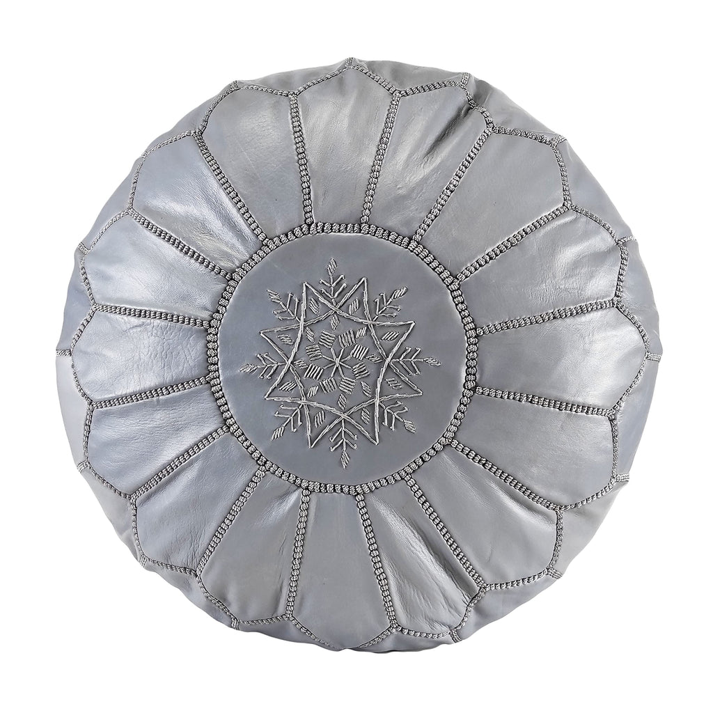 Fezcrafts Genuine Leather Moroccan Ottoman unstuffed Moroccan Pouf Footresf Livin Room Cocktail Seats Goatskin Tribal Bohemian Home Decor (Black)