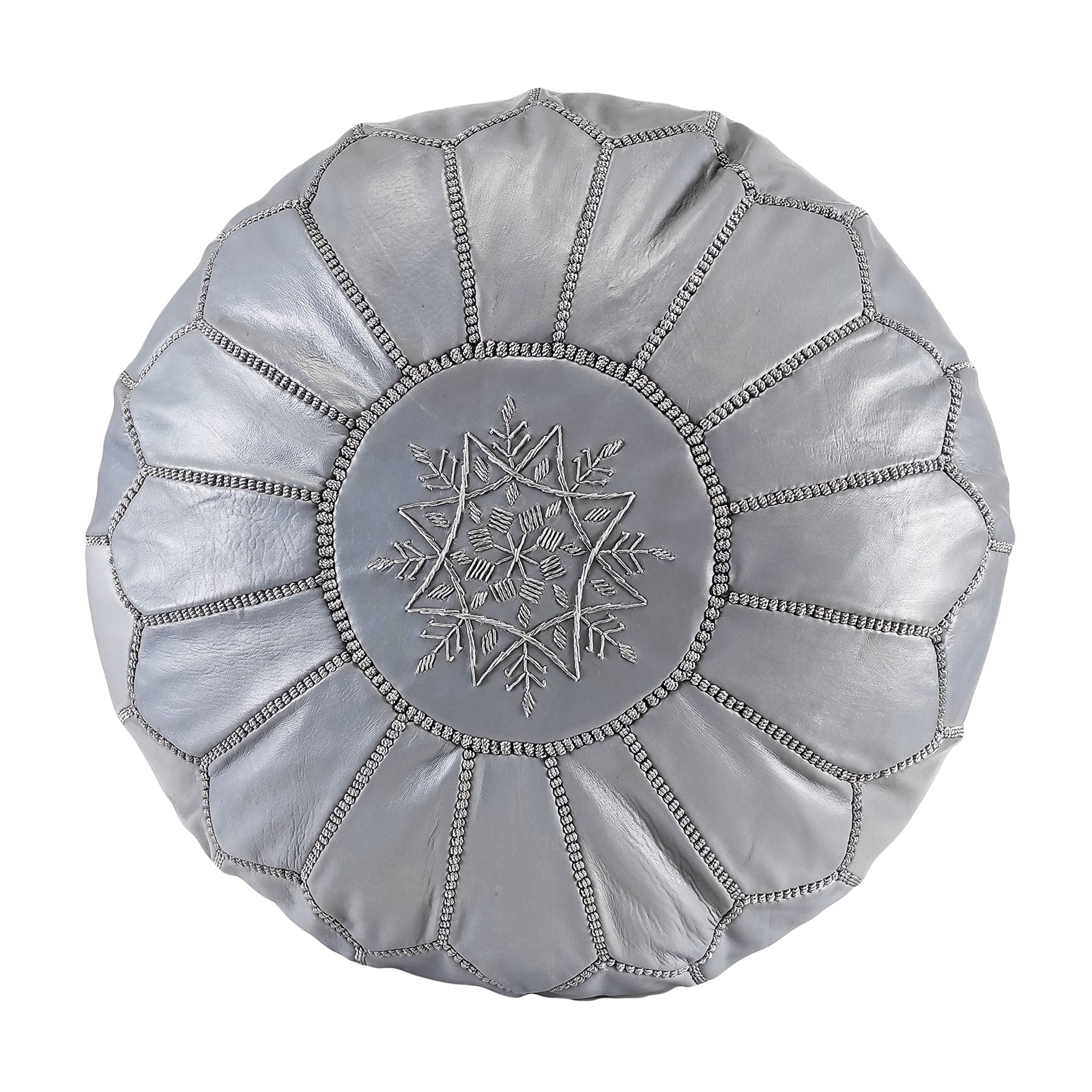 Fezcrafts Genuine Leather Moroccan Ottoman unstuffed Moroccan Pouf Footresf Livin Room Cocktail Seats Goatskin Tribal Bohemian Home Decor (Black)