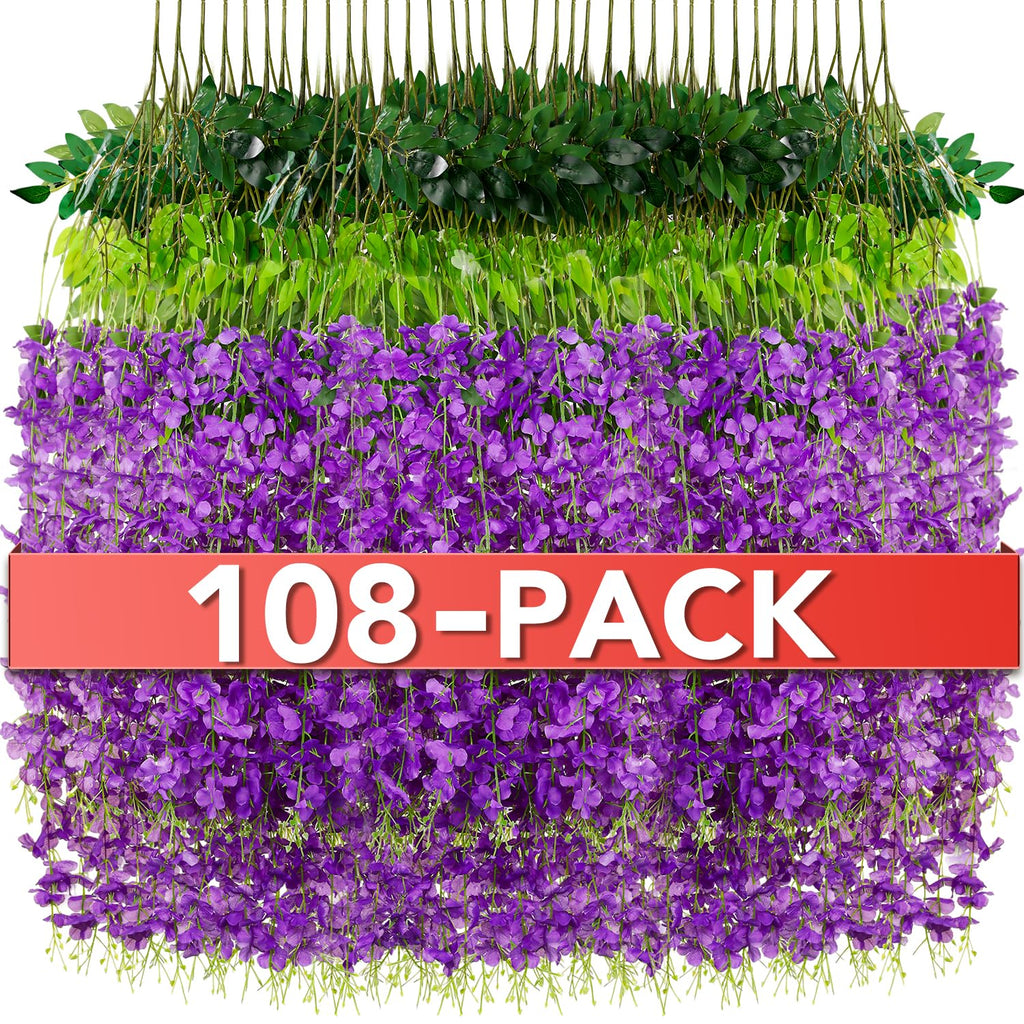 Wisteria Hanging Flowers,Fake Hanging Flowers,Wisteria artificiales Garland for Home Wedding Arch Floral Party Garden Ceremony Outdoor Decor,3.6 feet Long(36,White)