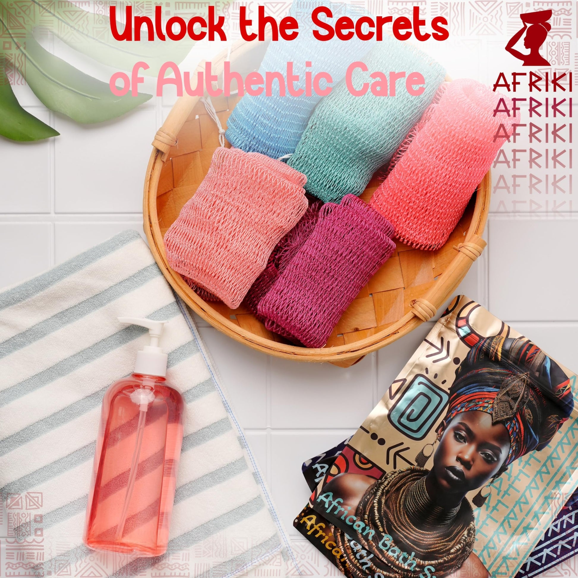 AFRIKI African Net Sponge – Exfoliating Body Scrubber, Black Owned & Rooted in Africa, All Skin Types | 45 in Long