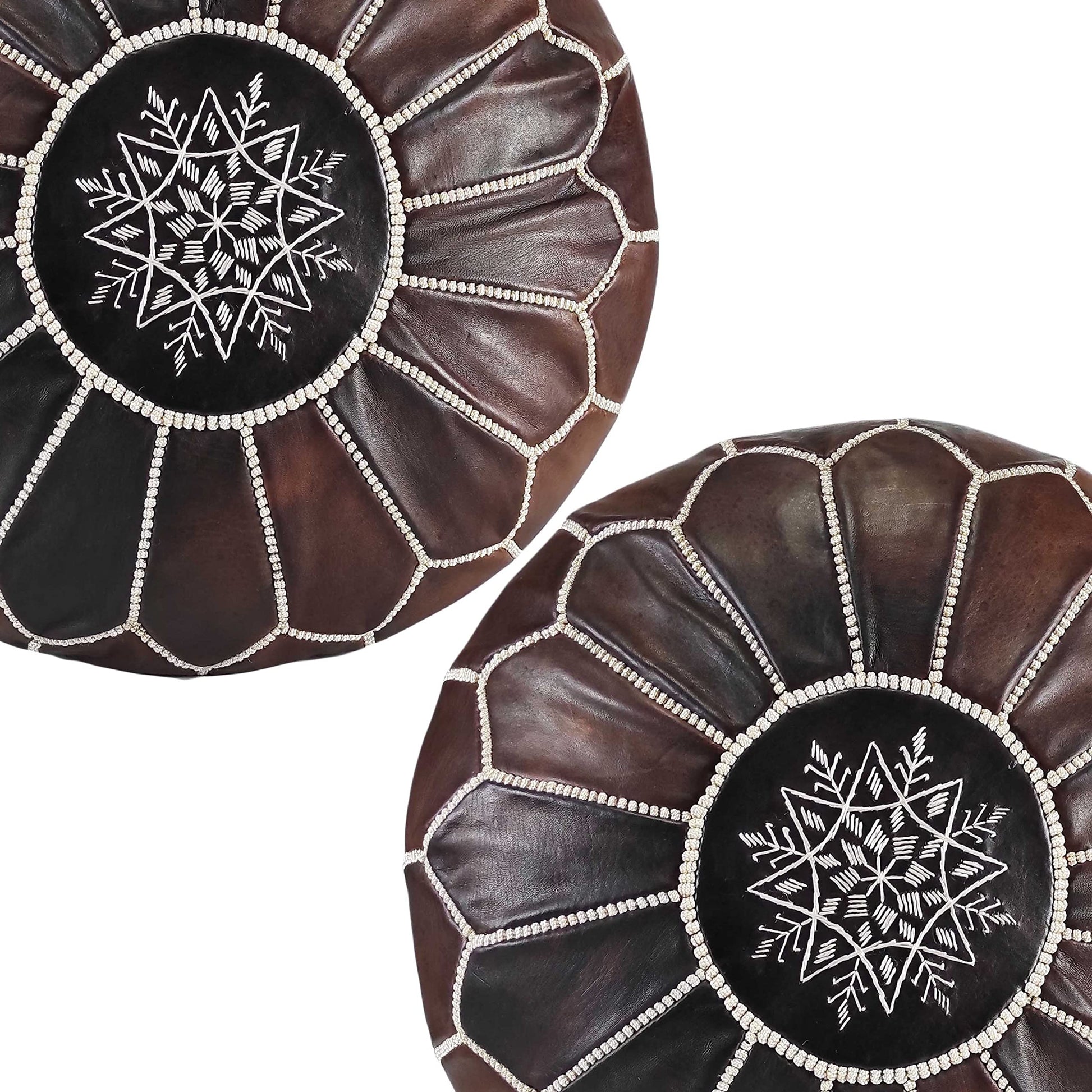 Fezcrafts Genuine Leather Moroccan Ottoman unstuffed Moroccan Pouf Footresf Livin Room Cocktail Seats Goatskin Tribal Bohemian Home Decor (Black)