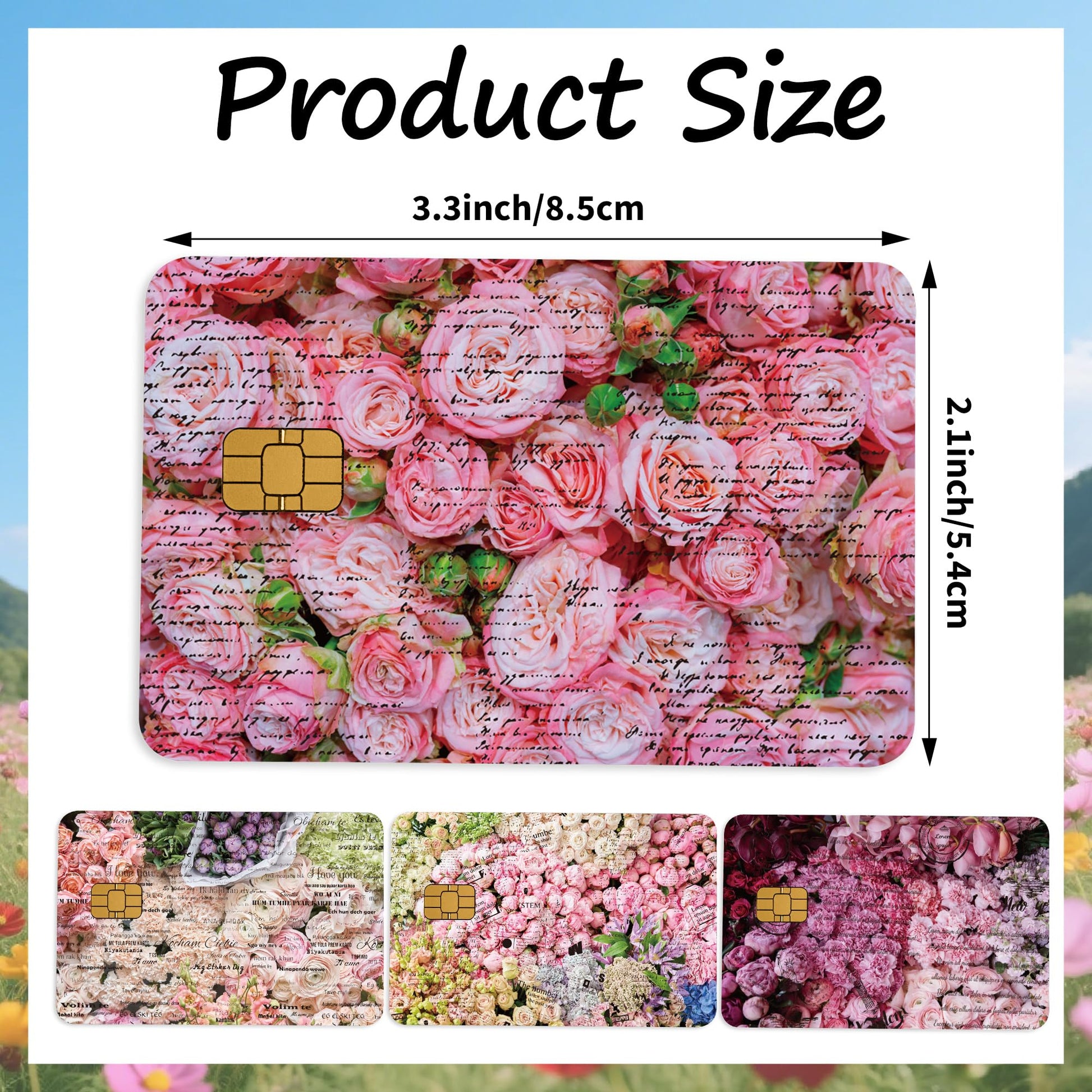Credit Card Skin Stickers: 4PCS Scenic Mountain Debit Card Skins, Chinoiserie Landscape Cards Covers with Chip Cutout, Waterproof Removable Sticker Wraps for Bank Transportation Key Cards