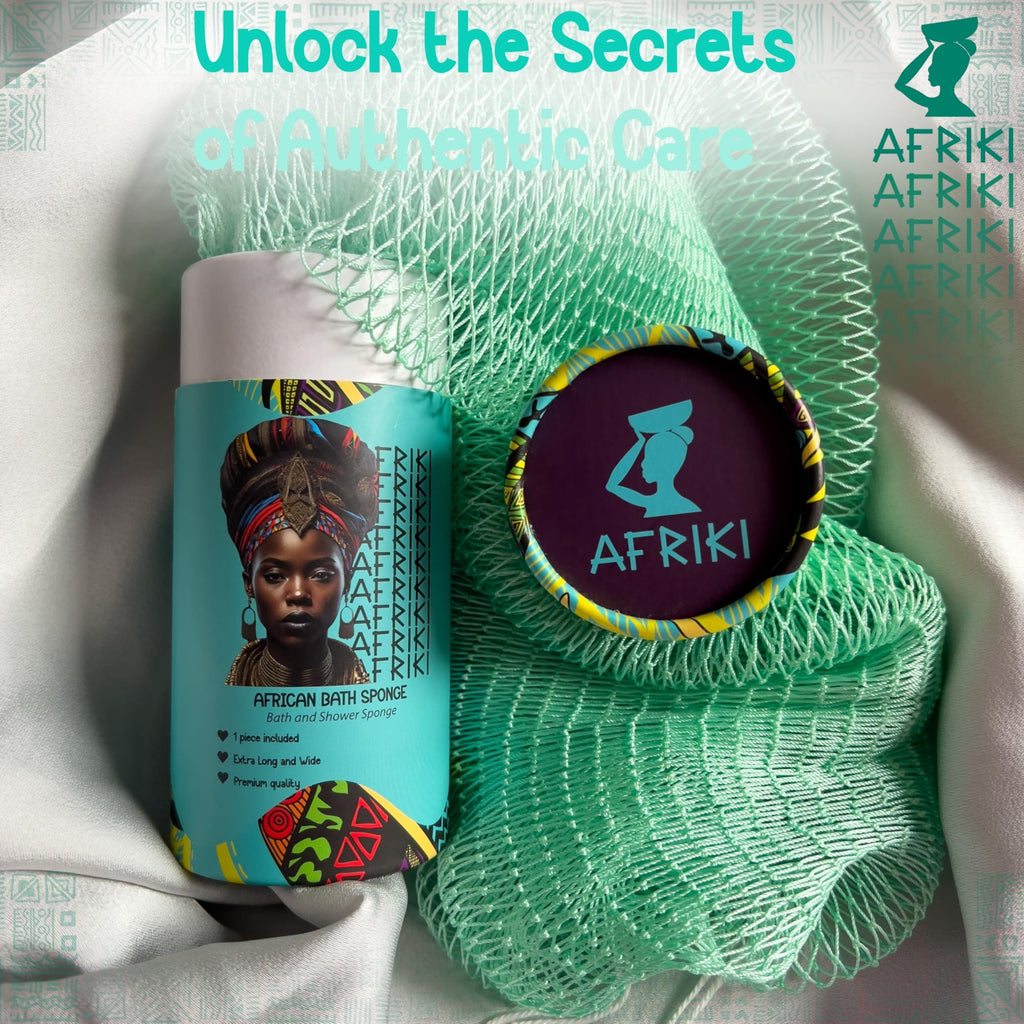 AFRIKI African Net Sponge – Exfoliating Body Scrubber, Black Owned & Rooted in Africa, All Skin Types | 45 in Long