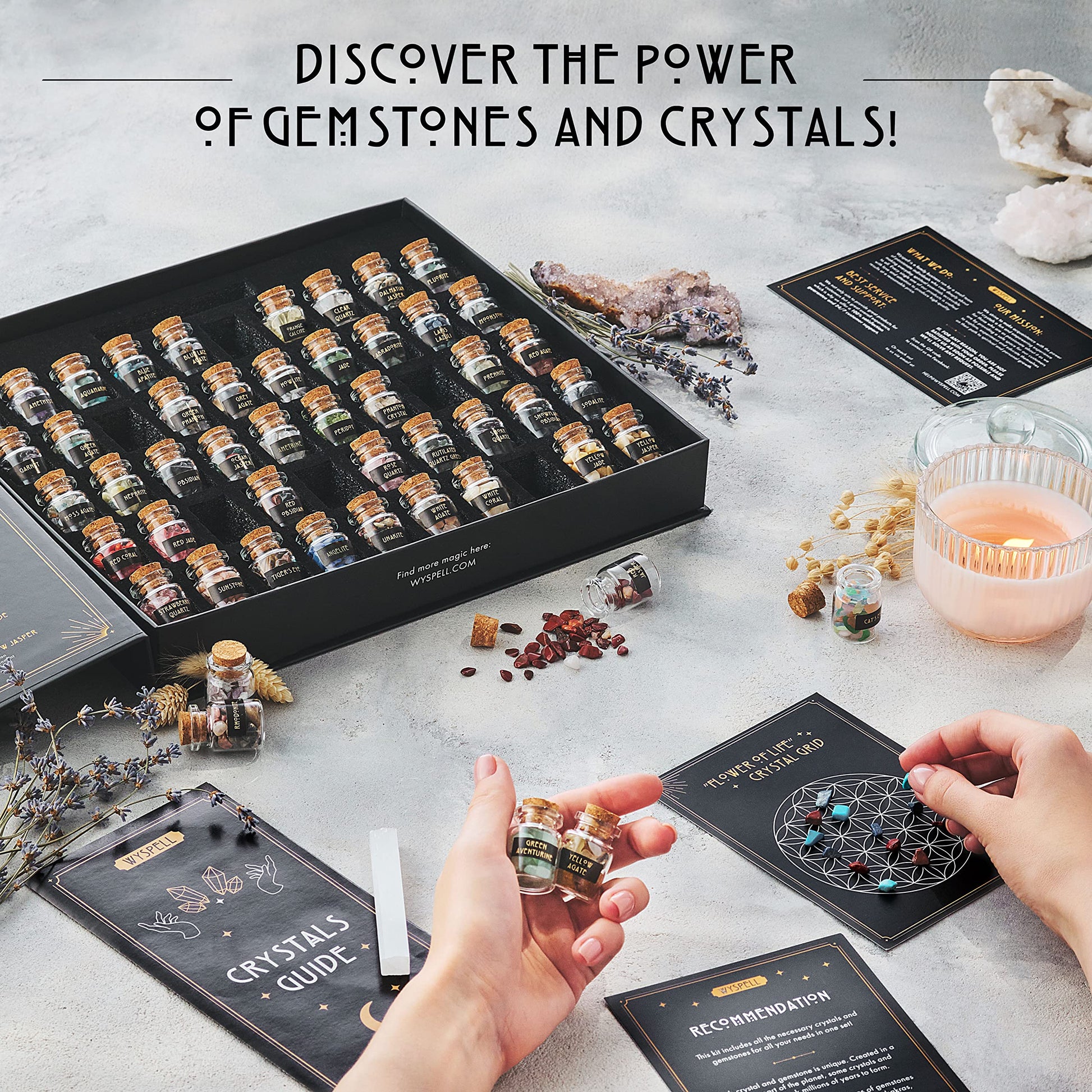 Bulk Crystals and Healing Stones 50 PCS - Real Mini Crystals for Spell Jars - Crystals for Witchcraft - Crystal Sets for Witchcraft Supplies - Real Crystal Witch Healing Crystals for Beginners Set