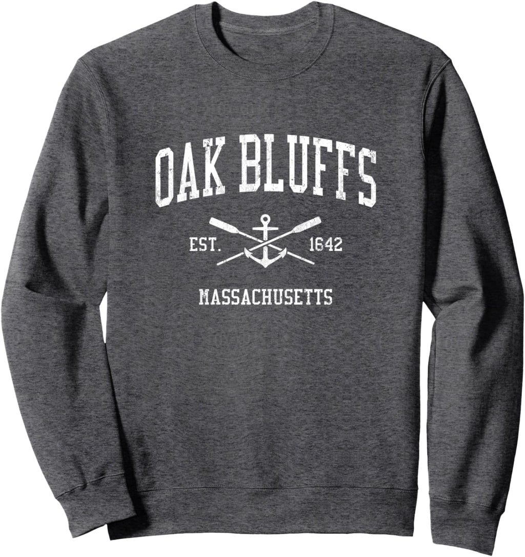 Oak Bluffs MA Vintage Crossed Oars & Boat Anchor Sports Sweatshirt