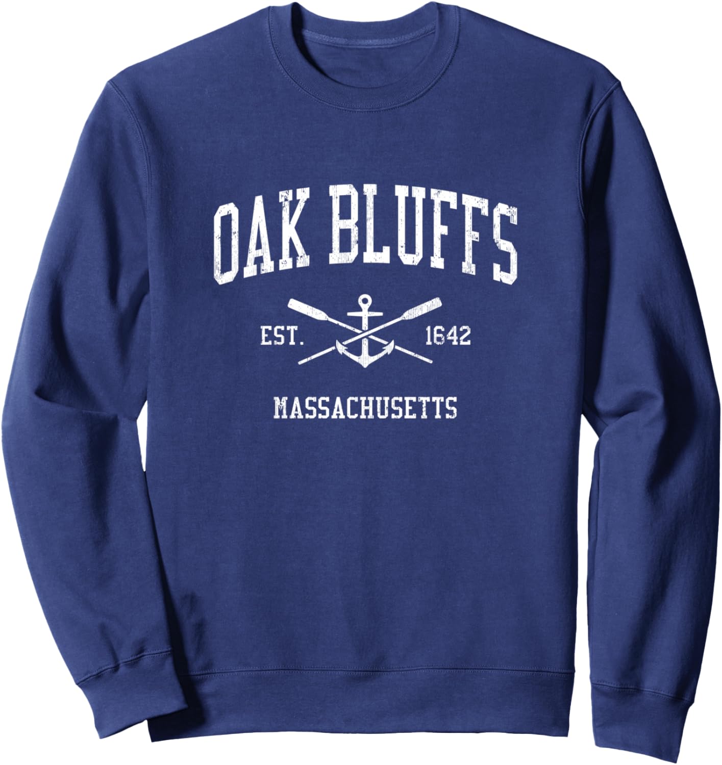 Oak Bluffs MA Vintage Crossed Oars & Boat Anchor Sports Sweatshirt