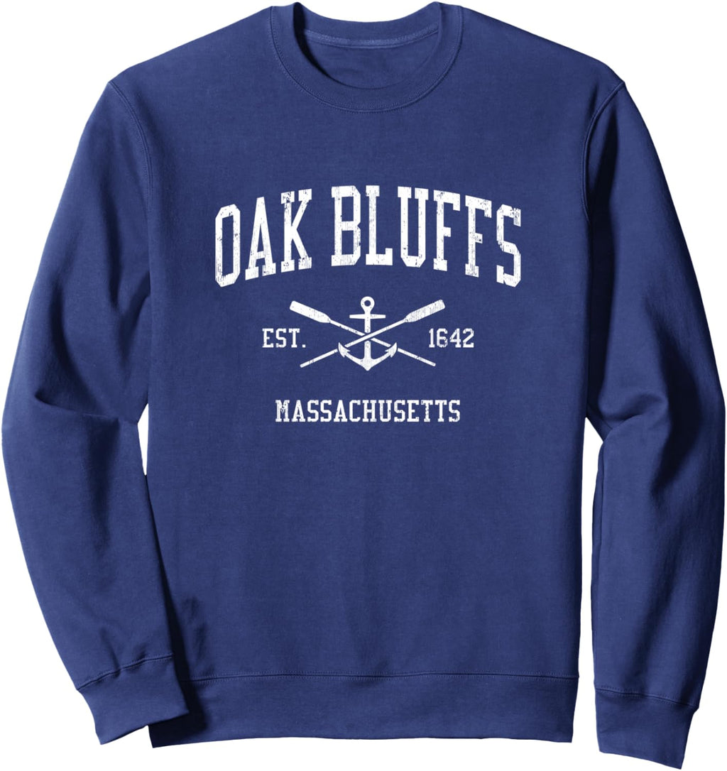 Oak Bluffs MA Vintage Crossed Oars & Boat Anchor Sports Sweatshirt