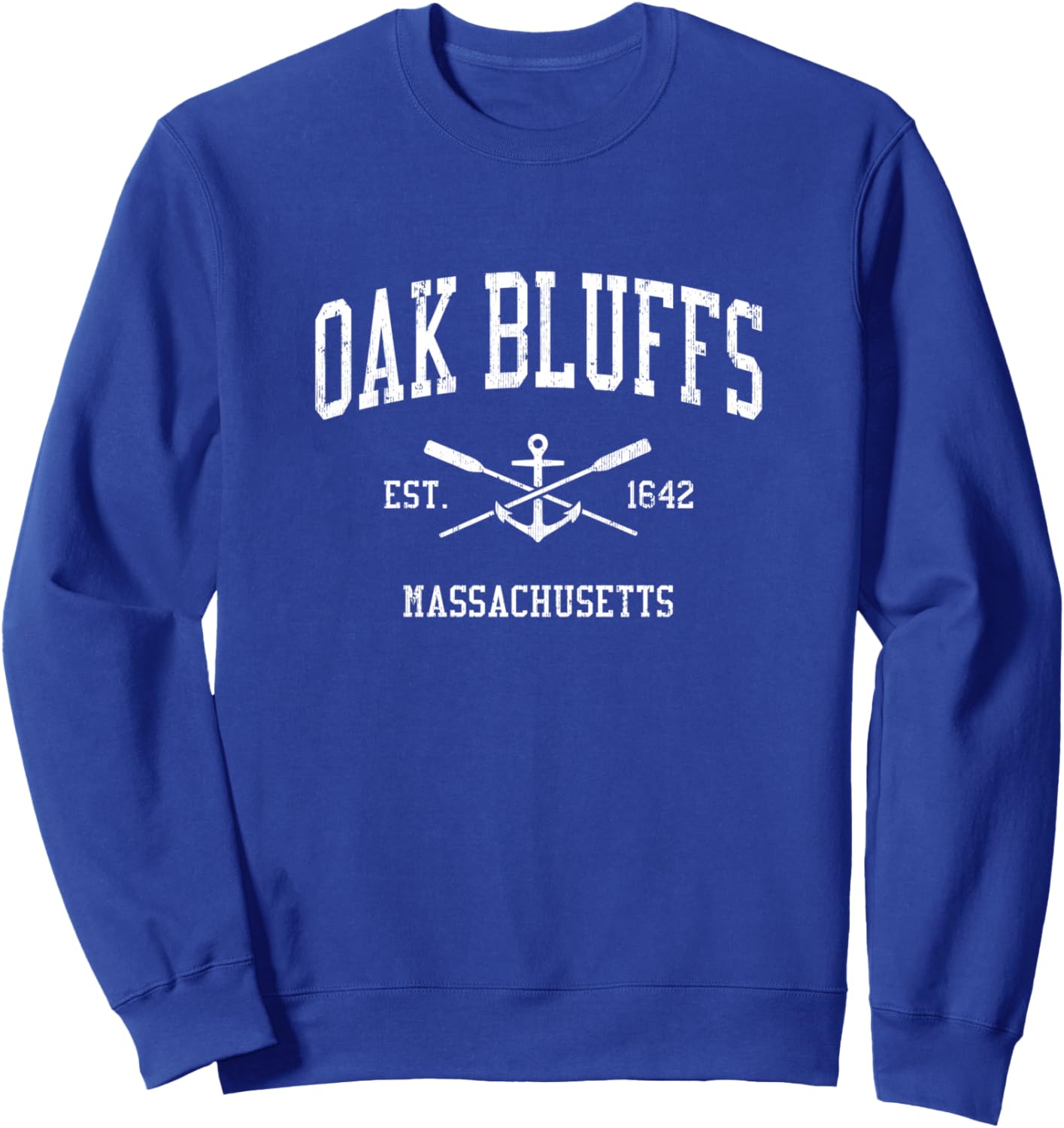 Oak Bluffs MA Vintage Crossed Oars & Boat Anchor Sports Sweatshirt