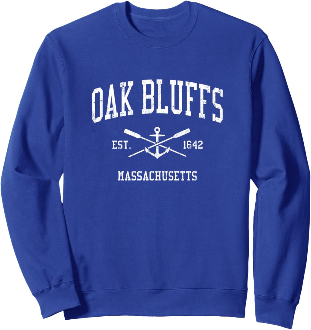 Oak Bluffs MA Vintage Crossed Oars & Boat Anchor Sports Sweatshirt