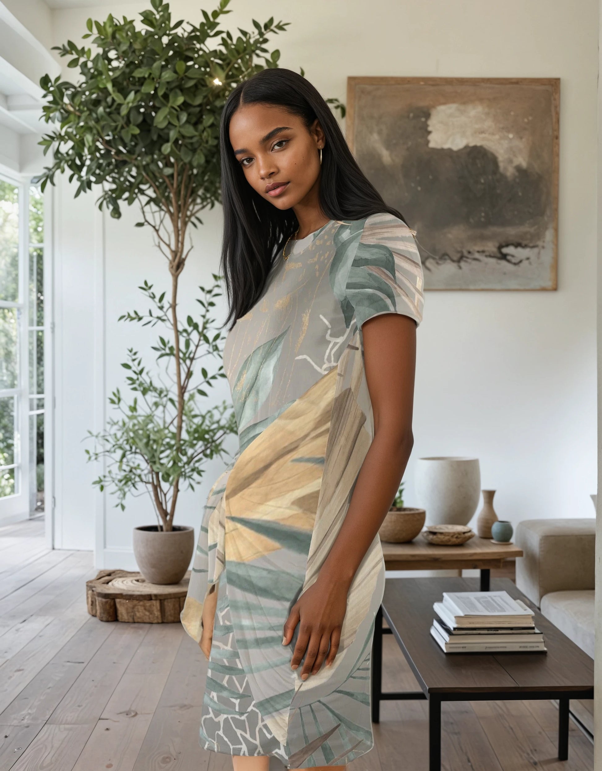 Luxe Goddess Short Sleeve Side Tie Dress