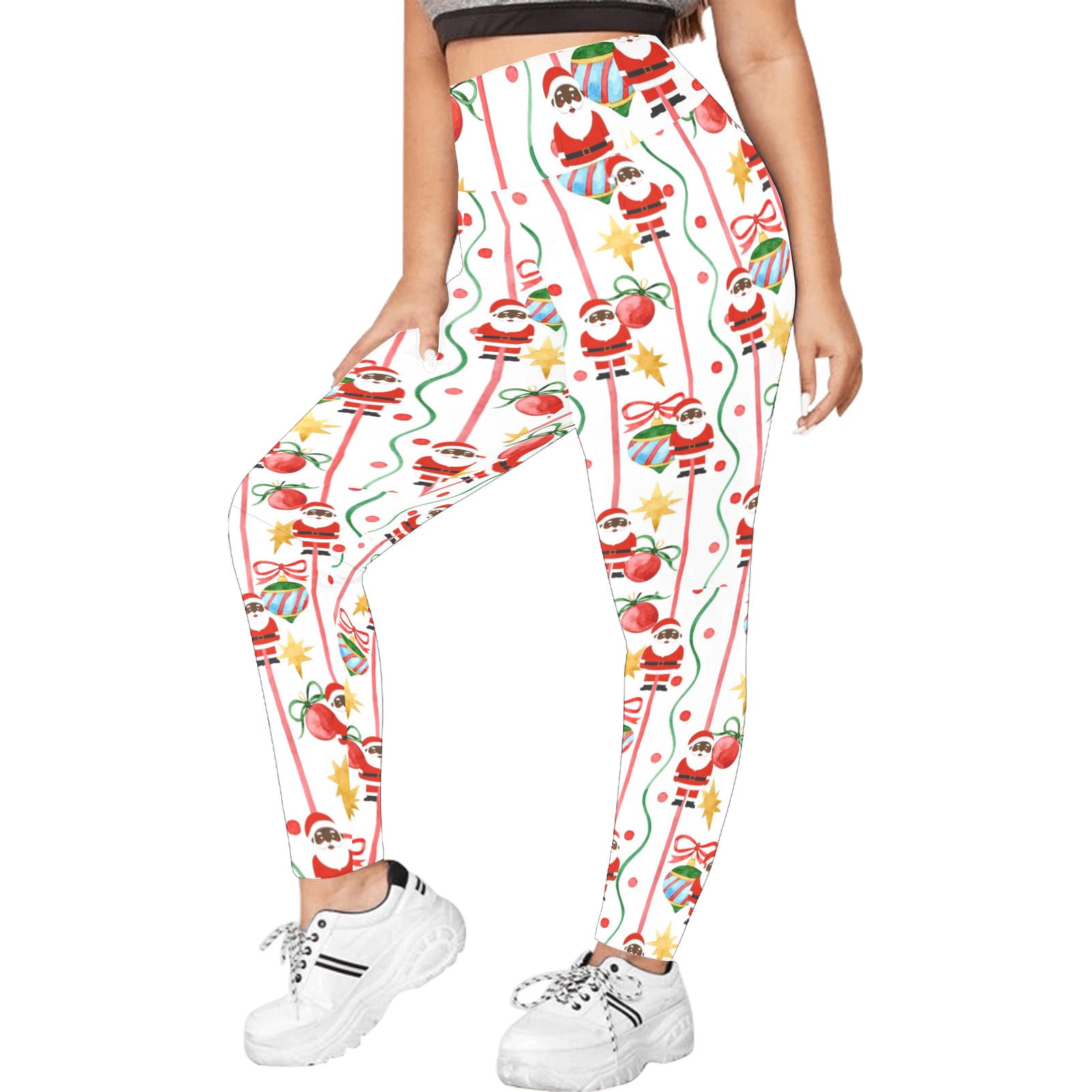 Black Santa Christmas Leggings