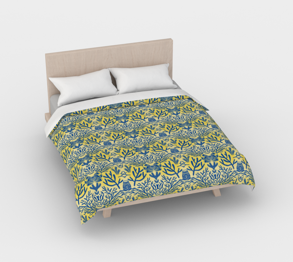 Sunshine Blues Coral Duvet